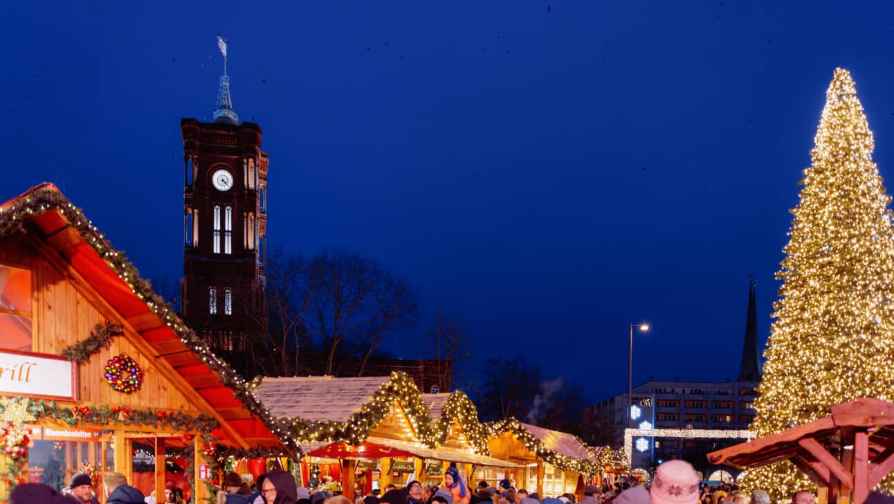 The Rotes Rathaus Christmas Market in Berlin, Germany