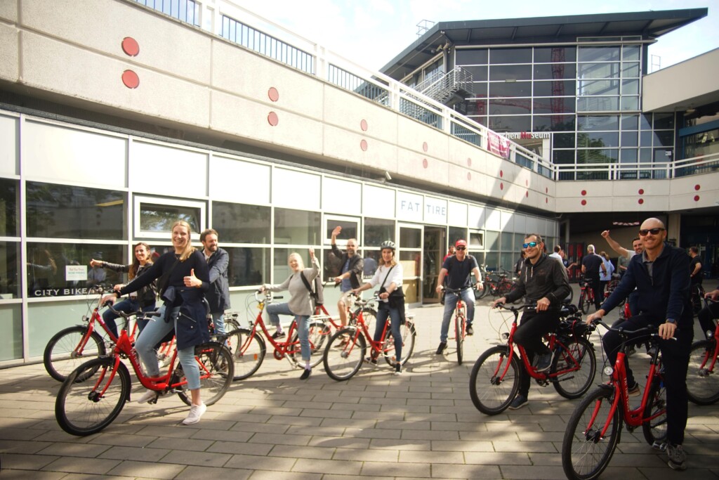 The group gets ready to start the Berlin Night Bike Tour