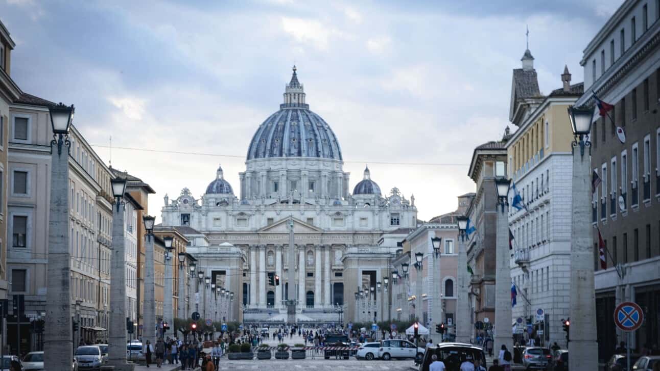 A view of St. Peter's Basilica in Rome, Italy