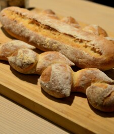 Freshly baked baguettes; traditional and fancy