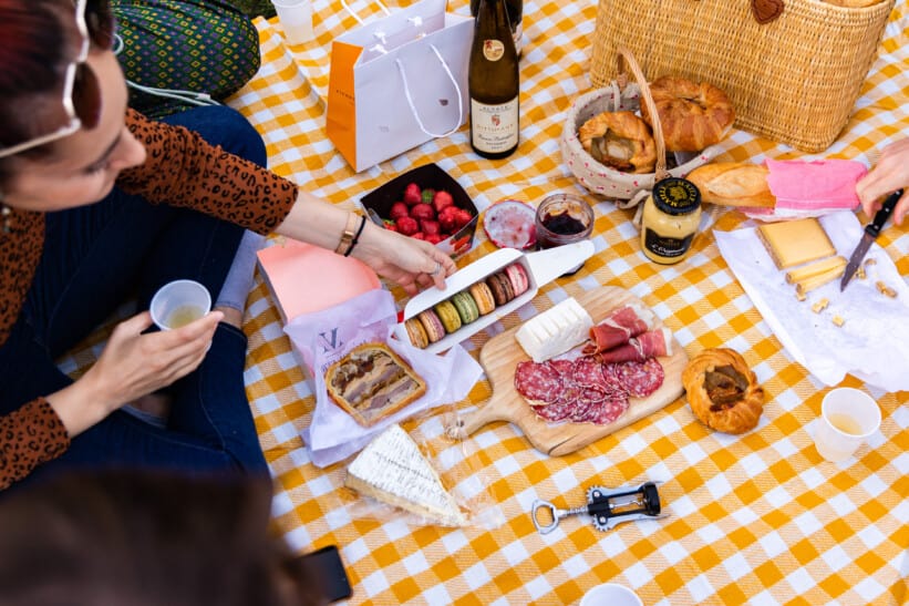 A personalized picnic in front of the Eiffel Tower.