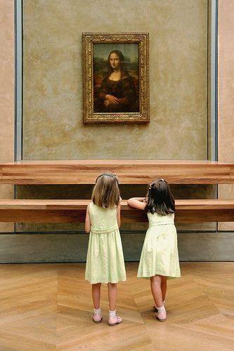 Two little girls admire the Mona Lisa