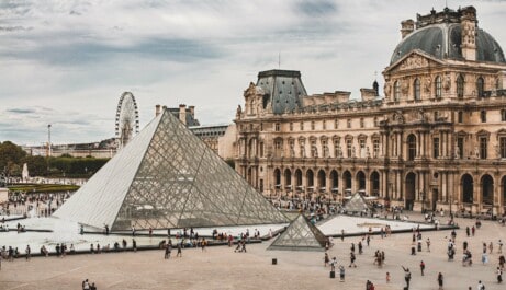 I.M. Pei's pyramid outside the Louvre Museum