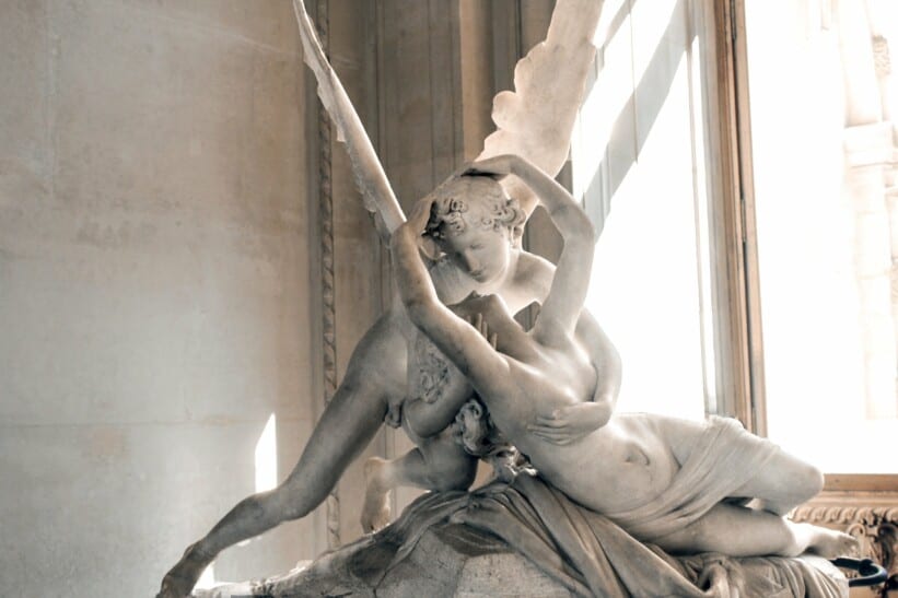A sculpture inside the Louvre Museum