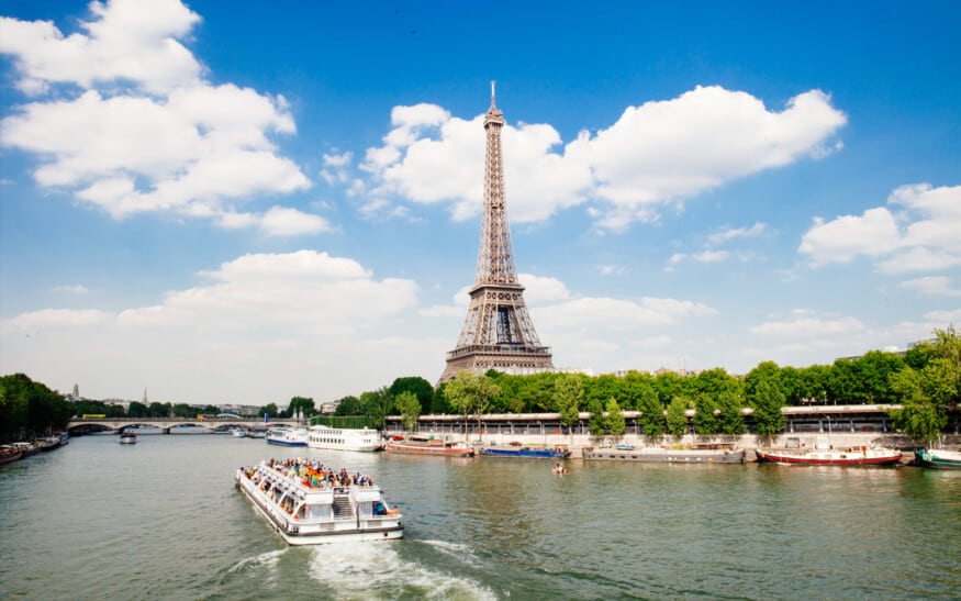 The Eiffel Tower as seen from the river Seine
