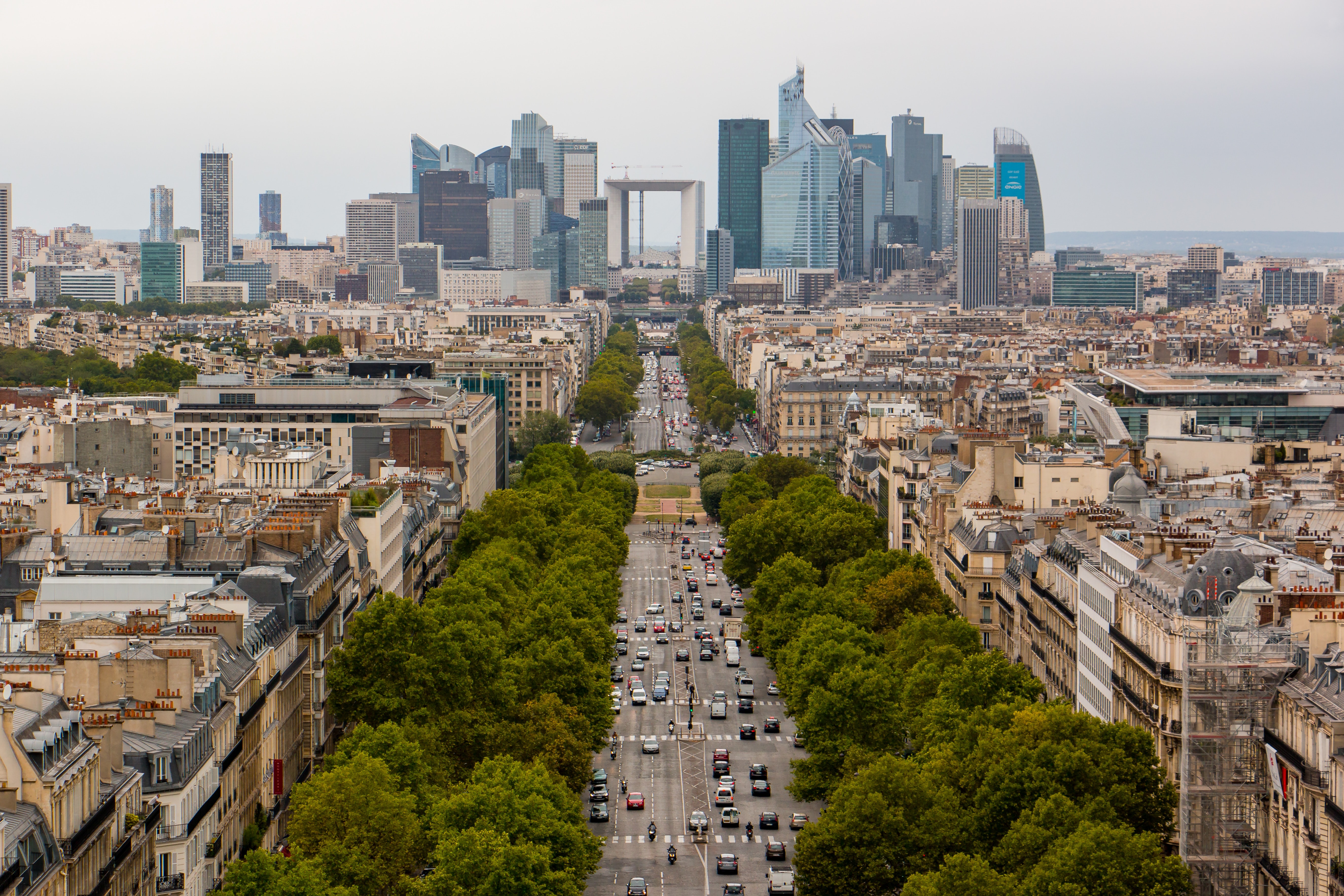 A view of La Defense from the top of the Arc de Triomphe