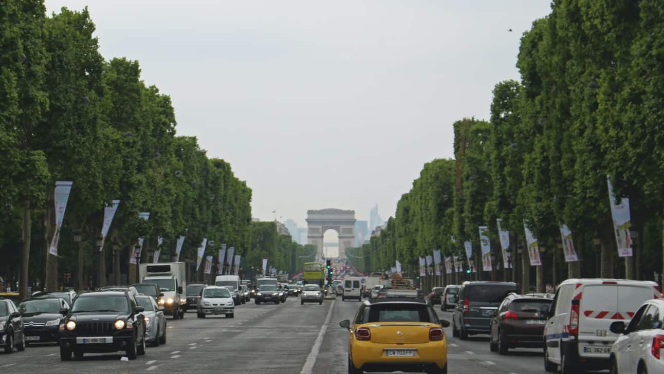The Champs Élysées with the Arc de Triomphe at the end.