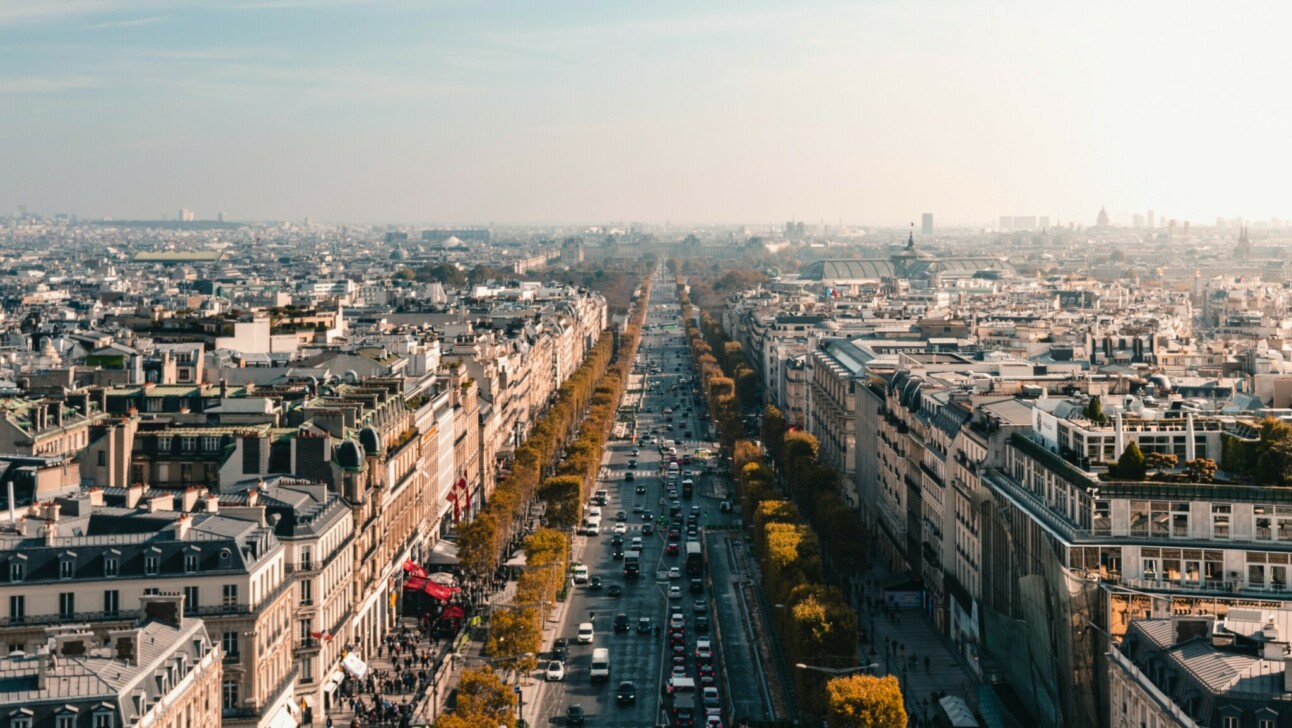 A view of Paris from the top of the Arc de Triomphe