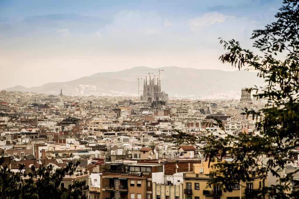 A view of Barcelona with Sagrada Familia in the background
