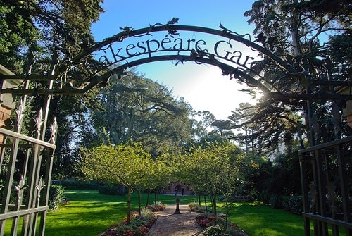 The entrance sign above Shakespeare Gardens in Golden Gate Park