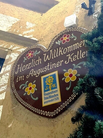 The Welcome Sign at the Augustiner House in Munich