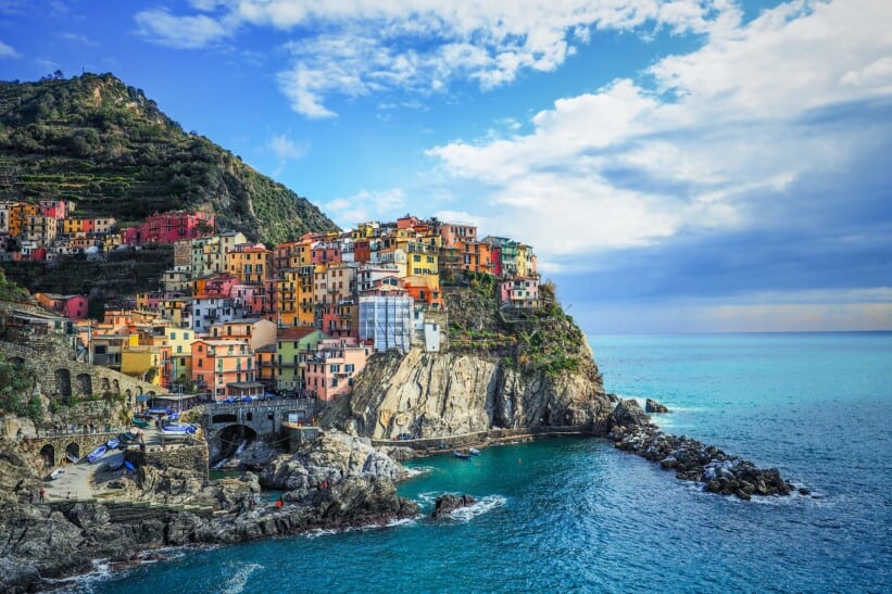 Colorful homes along the coast in Cinque Terre