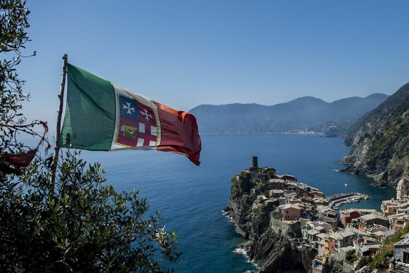 The flag of Cinque Terre in Italy