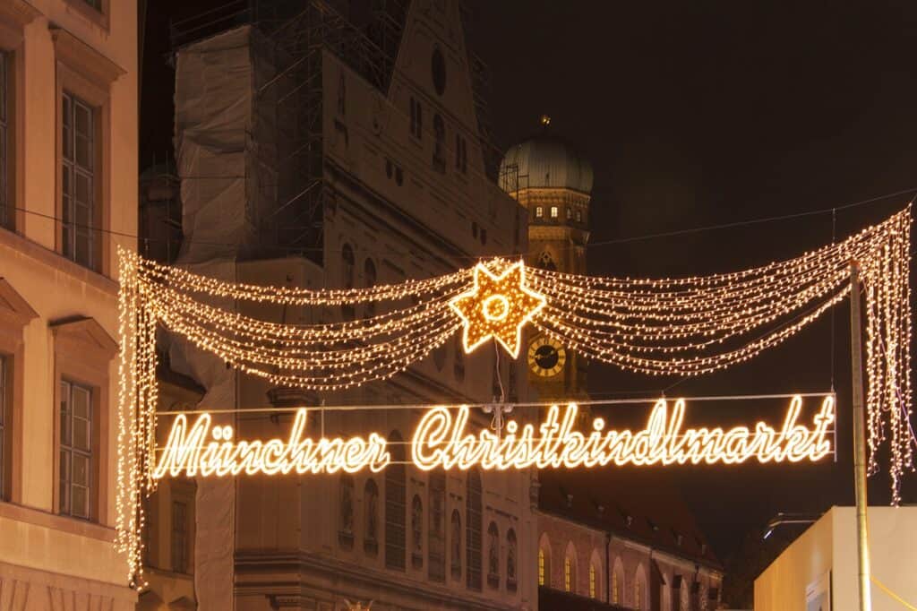 lights at a Munich Christmas market