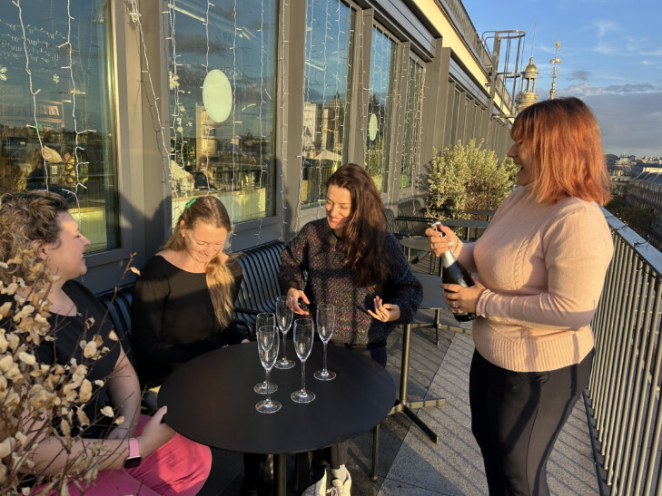 Pouring a glass of champagne in Paris