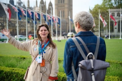 A blue badge guide explains the various things one can see around Westminster Abbey
