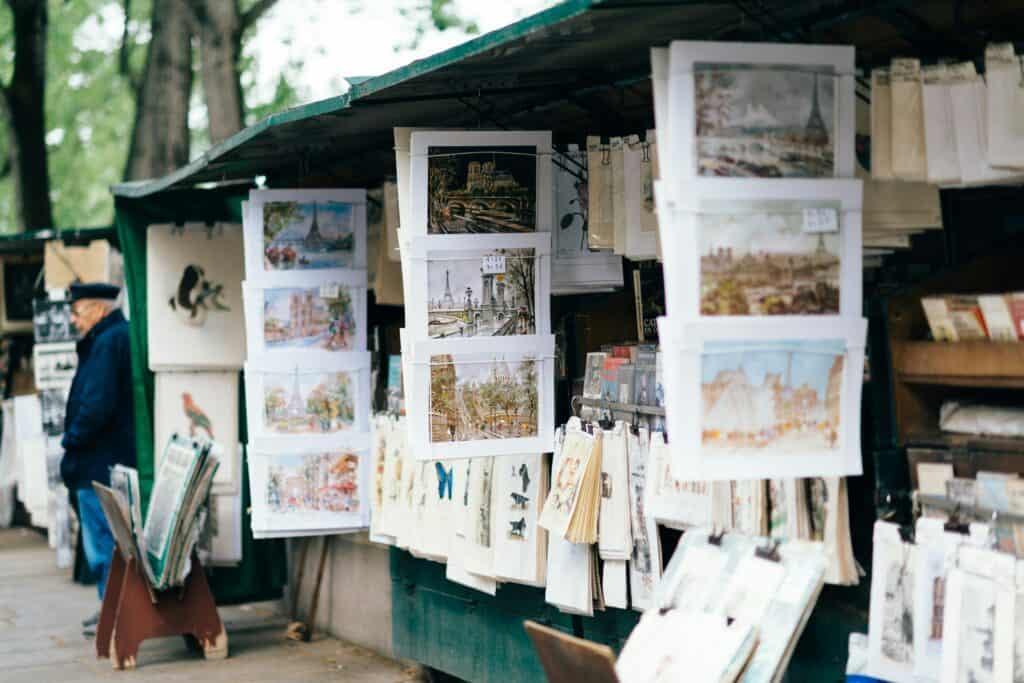 The Bouquinistes along the banks of the Seine in Paris, France