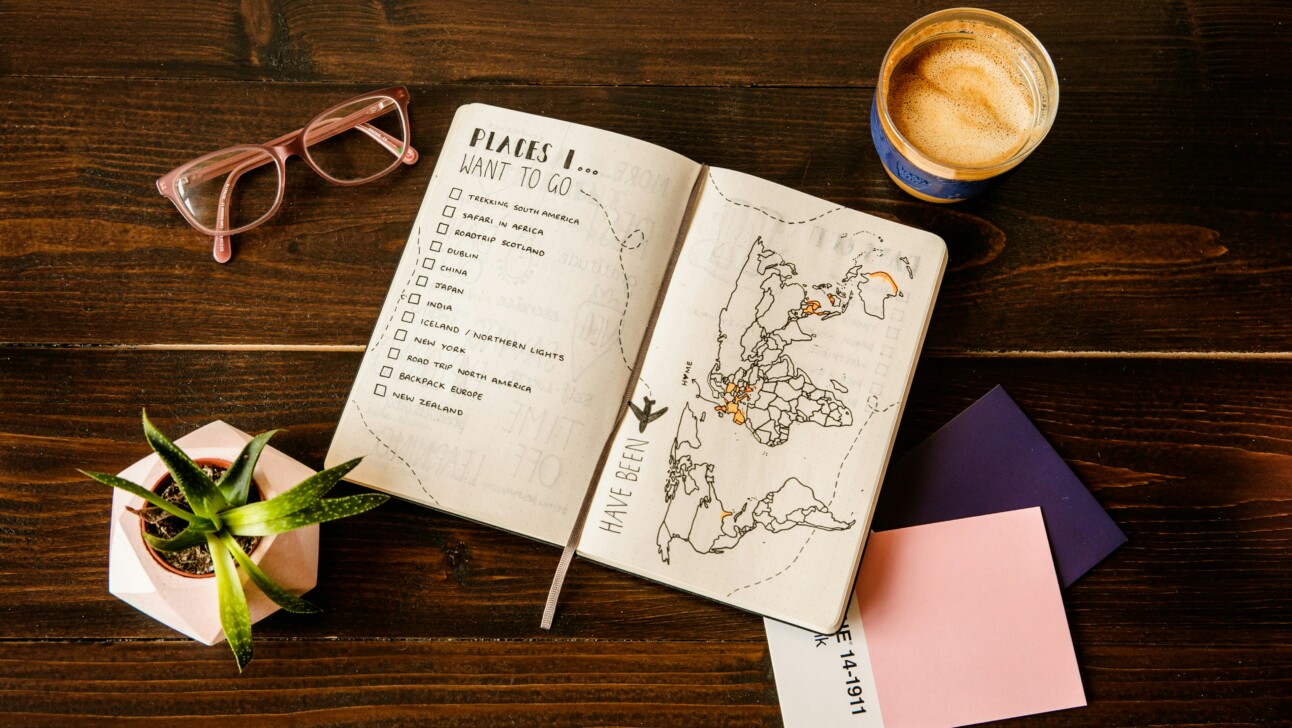A book of places I want to go and other travel planning items