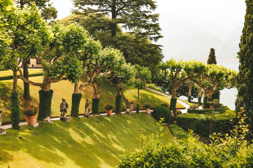 Beautiful garden landscaping along Lake Como