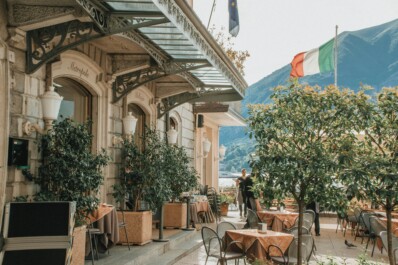 A restaurant along Lake Como in Italy