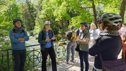A group enjoys a bike tour in Munich